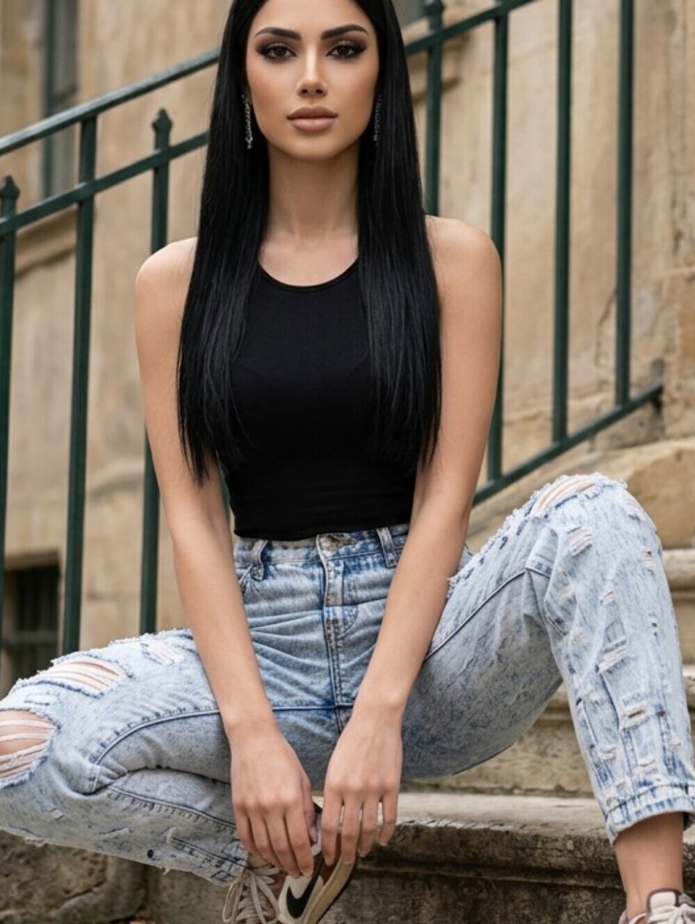 π£Vintage 80s Jou Jou High Waist Jeans π Shreaded Ripped Torn F/B Fit 3-5 π€π€©